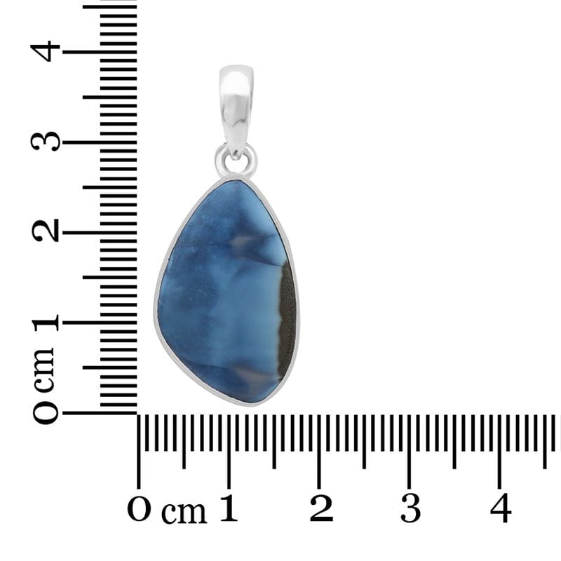 Blue Opal Sterling Silver Pendant - Free Form