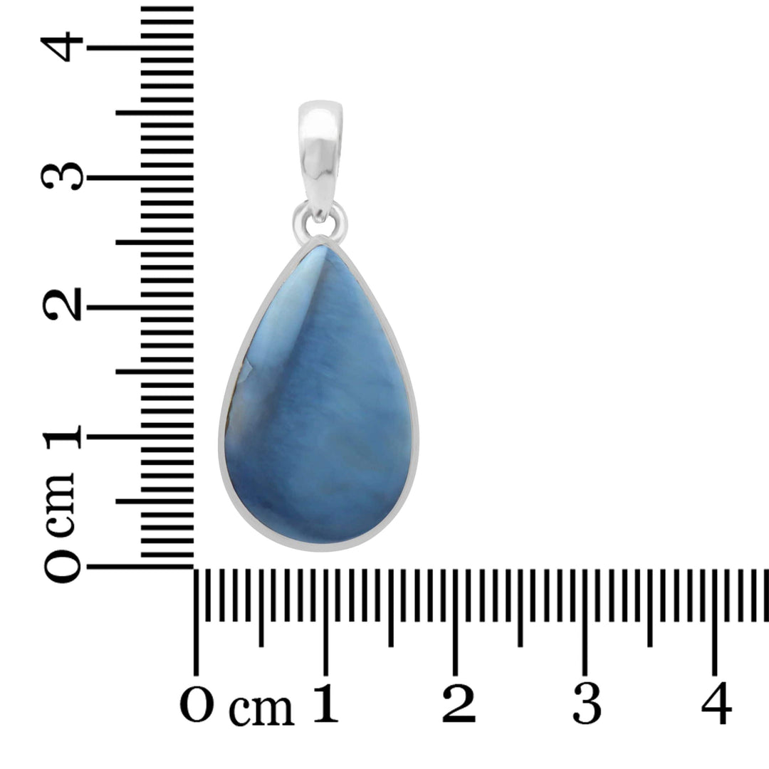 Blue Opal Sterling Silver Pendant - Teardrop