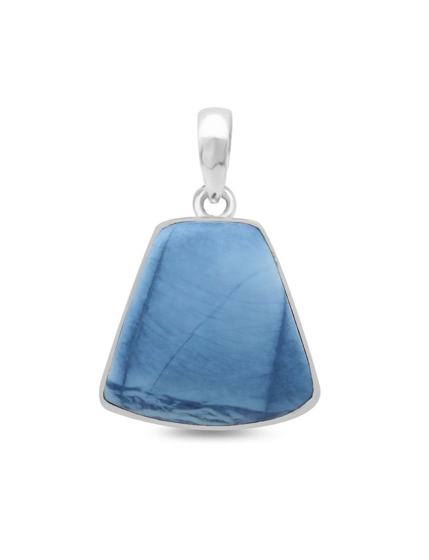 Blue Opal Sterling Silver Pendant - Free Form