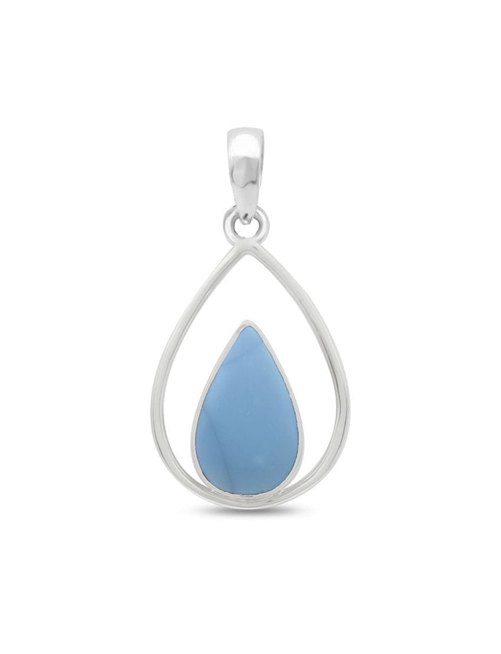 Blue Opal Sterling Silver Pendant - Teardrop