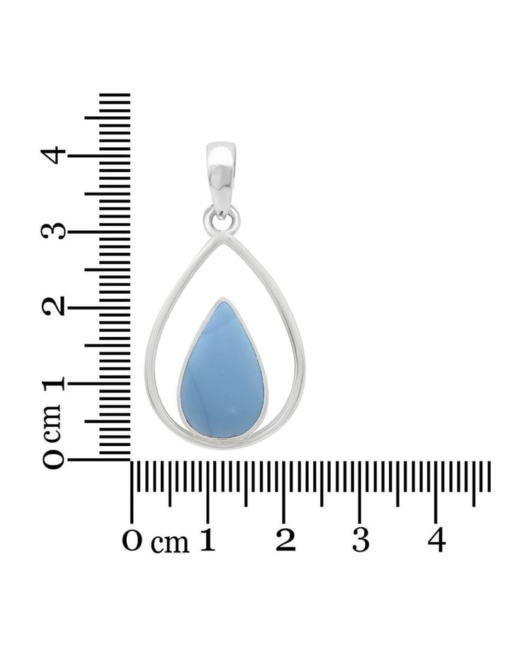 Blue Opal Sterling Silver Pendant - Teardrop