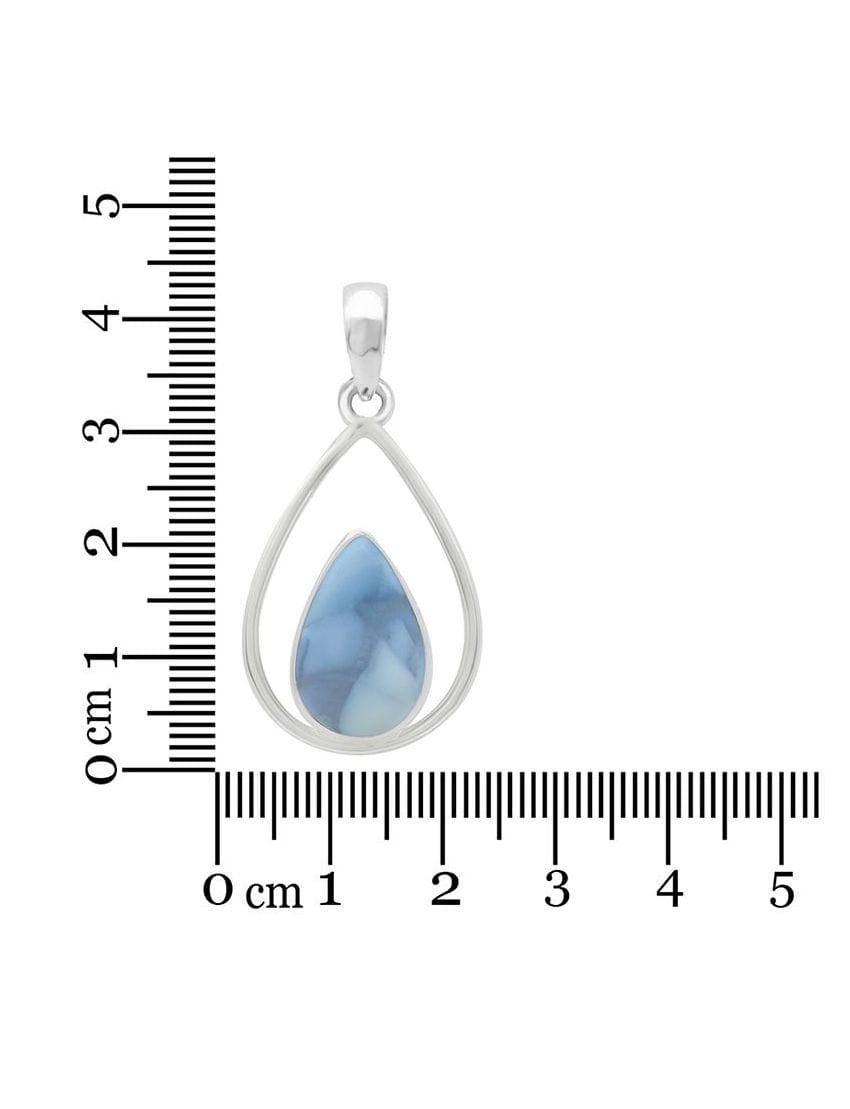Blue Opal Sterling Silver Pendant - Teardrop