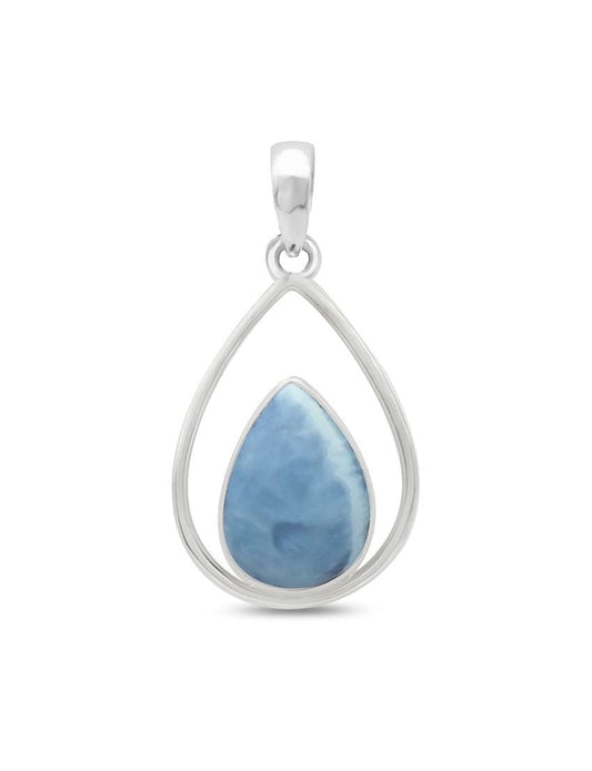 Blue Opal Sterling Silver Pendant - Teardrop