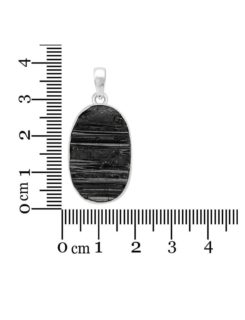 Raw Black Tourmaline Sterling Silver Pendant