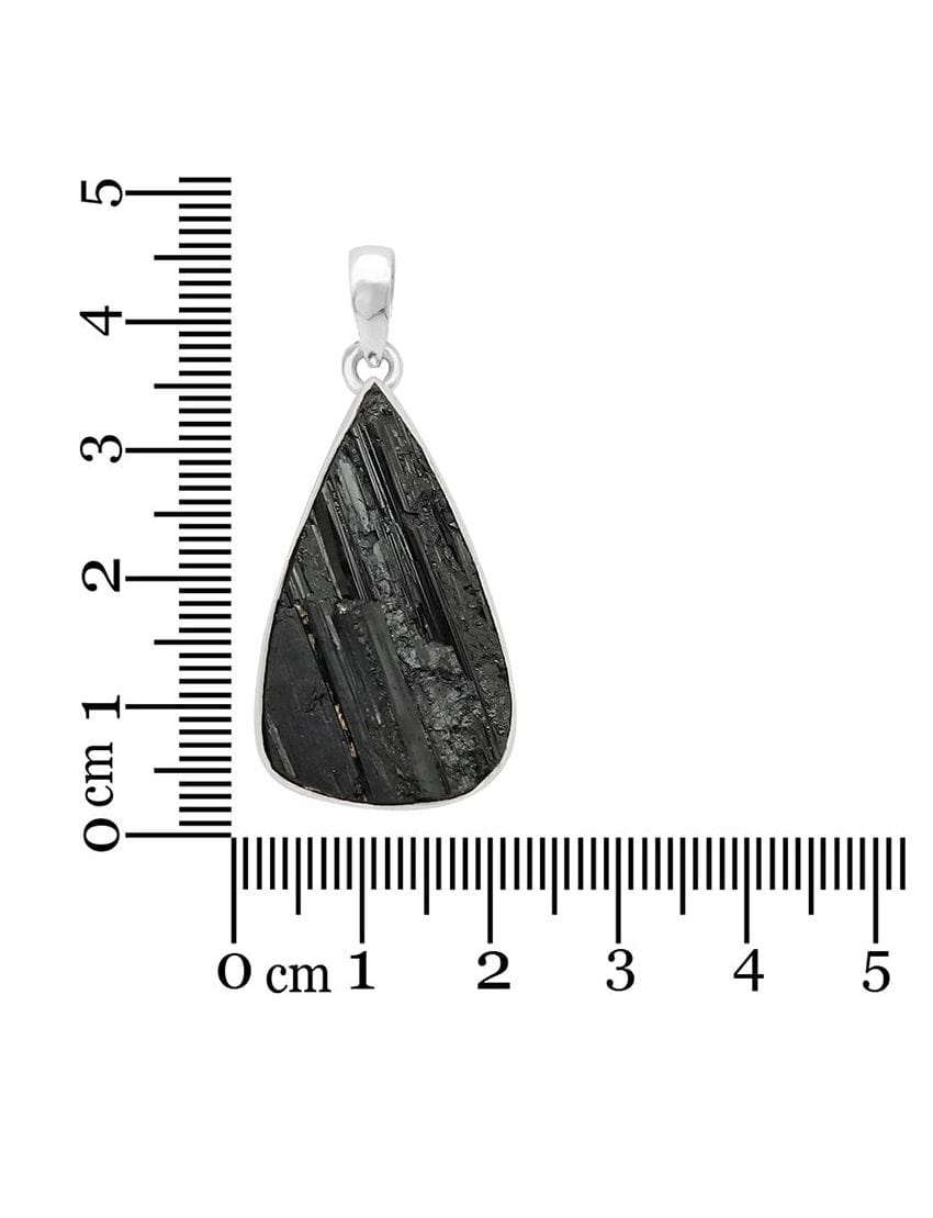 Raw Black Tourmaline Sterling Silver Pendant