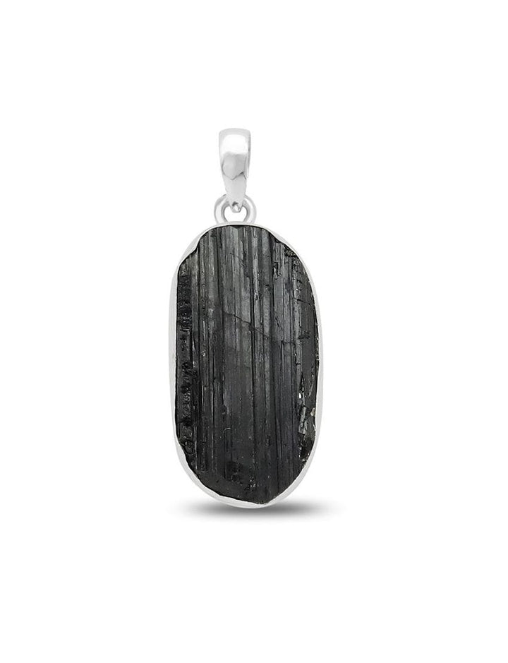 Raw Black Tourmaline Sterling Silver Pendant