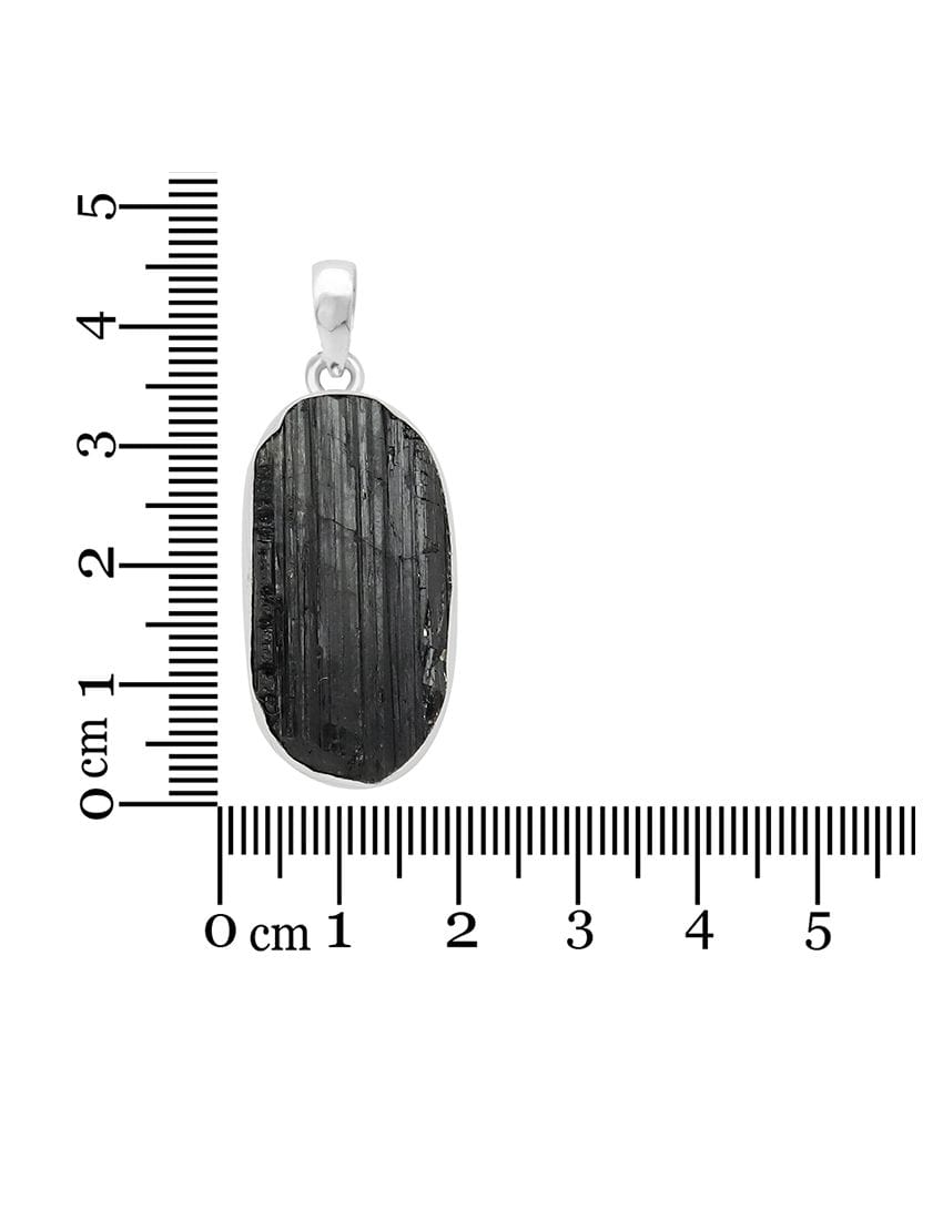 Raw Black Tourmaline Sterling Silver Pendant