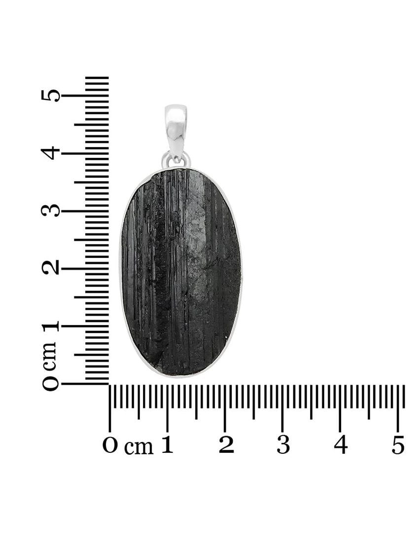 Raw Black Tourmaline Sterling Silver Pendant