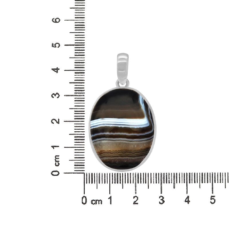 Botswana Agate Sterling Silver Pendant - Oval Shape