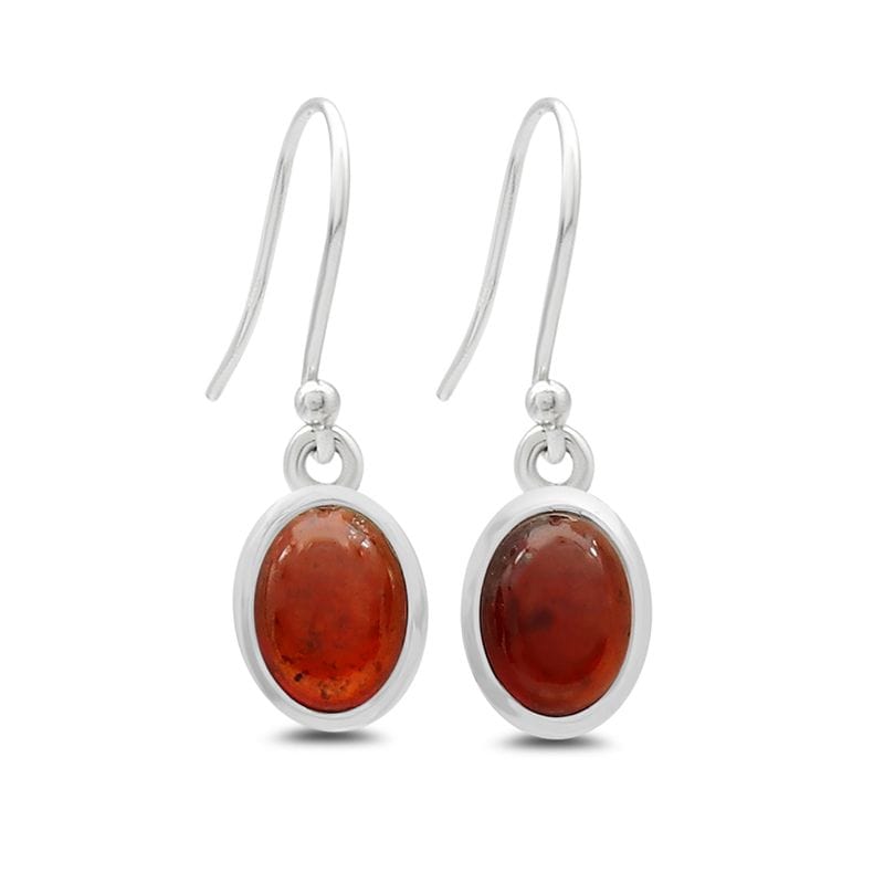 Garnet Sterling Silver Earrings - Oval
