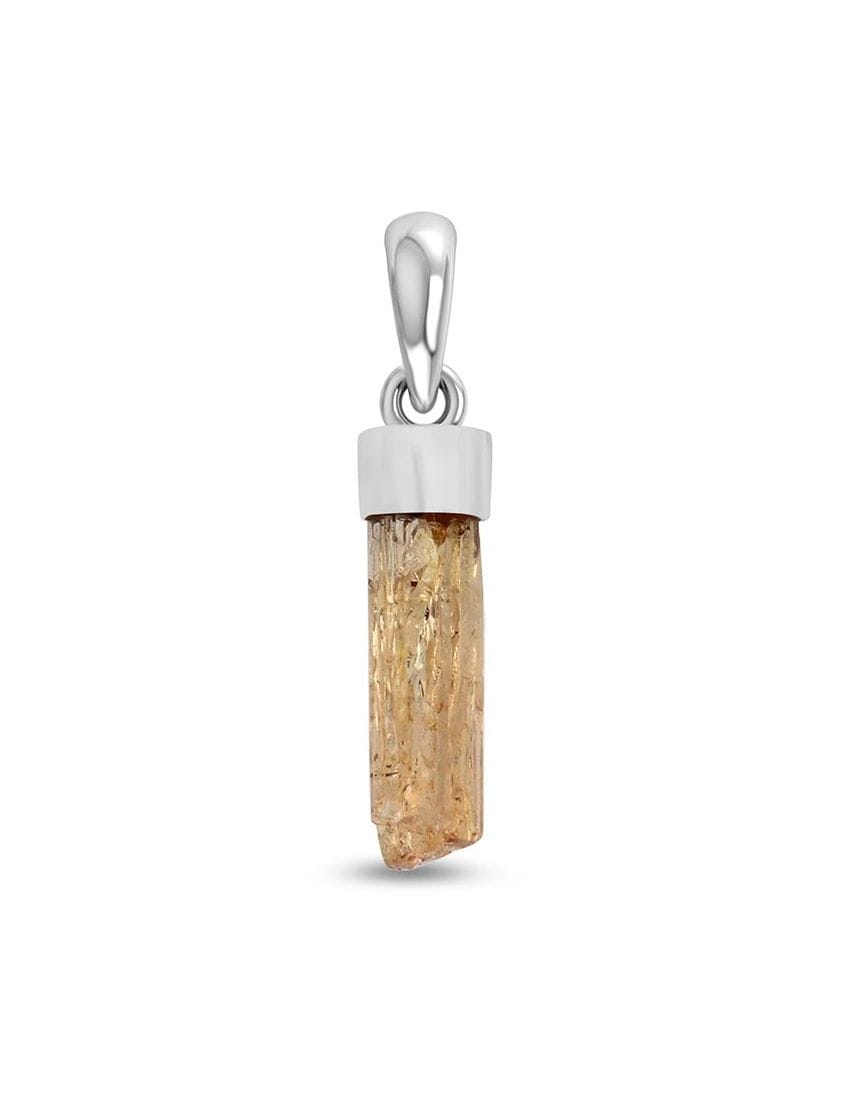 Imperial Topaz Sterling Silver Pendant - Rough Crystal