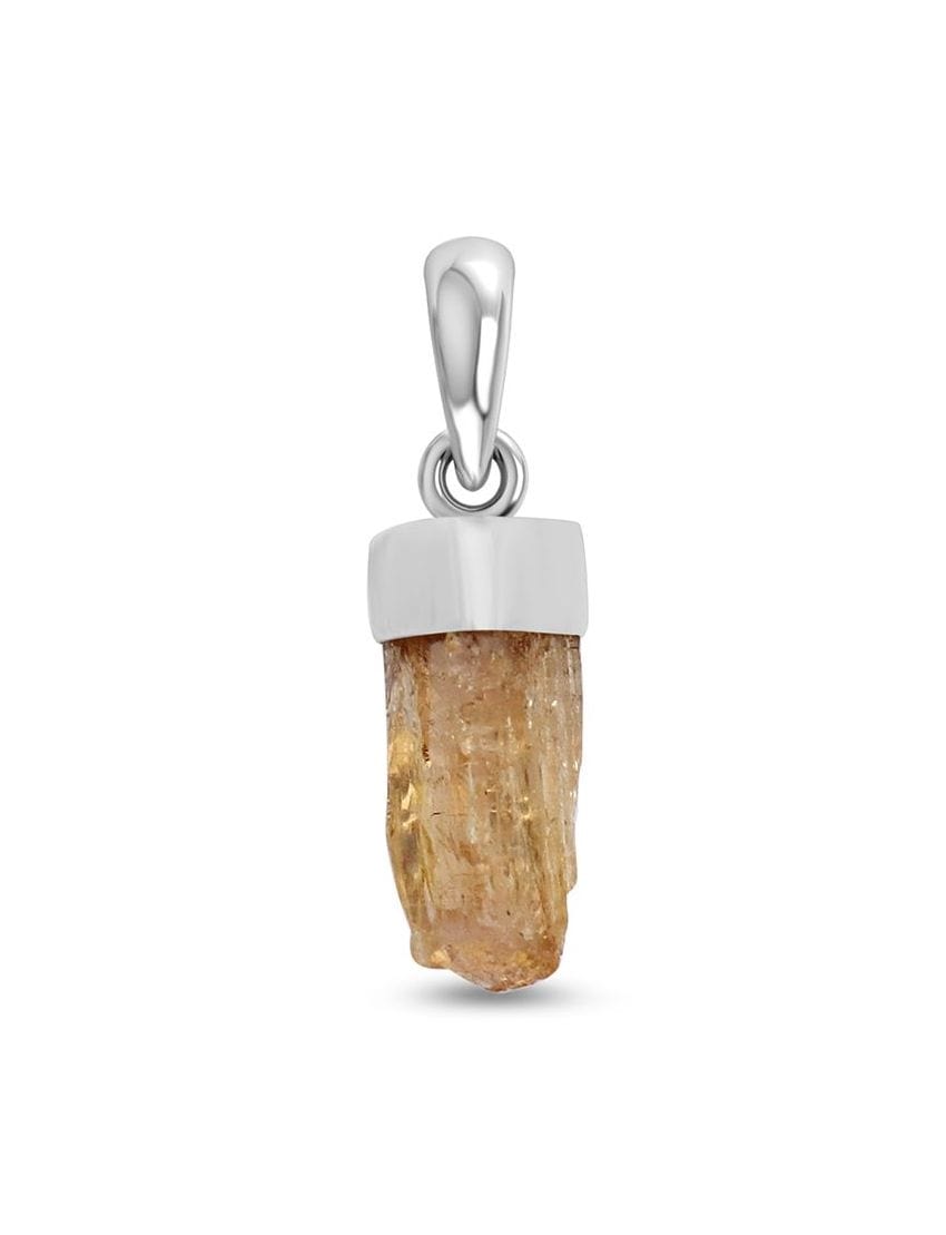 Imperial Topaz Sterling Silver Pendant - Rough Crystal