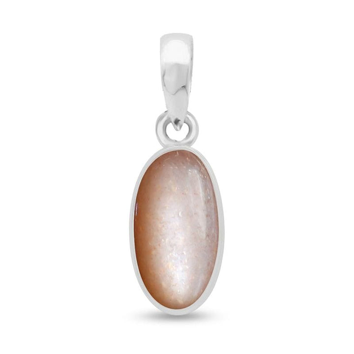 Peach Moonstone Sterling Silver Pendant - Oval