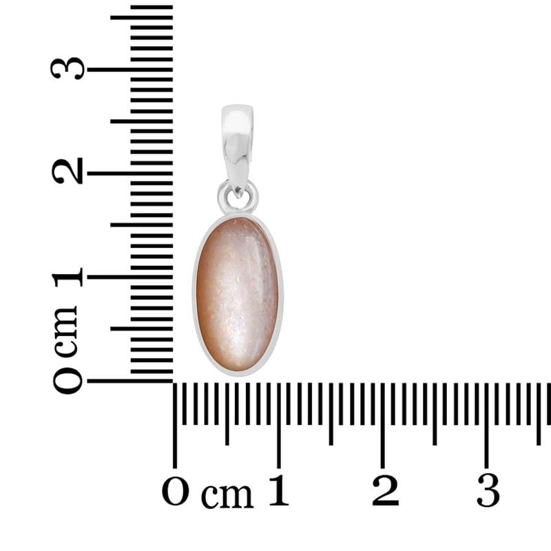 Peach Moonstone Sterling Silver Pendant - Oval