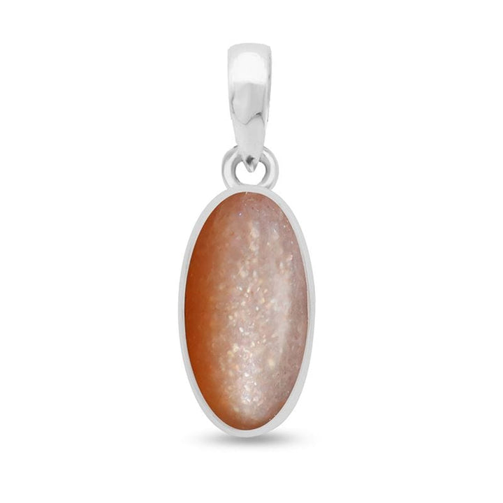 Peach Moonstone Sterling Silver Pendant - Oval