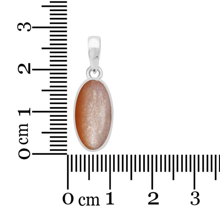 Peach Moonstone Sterling Silver Pendant - Oval