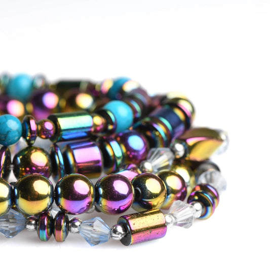 Magnetic Rainbow Hematite Beaded Bracelet