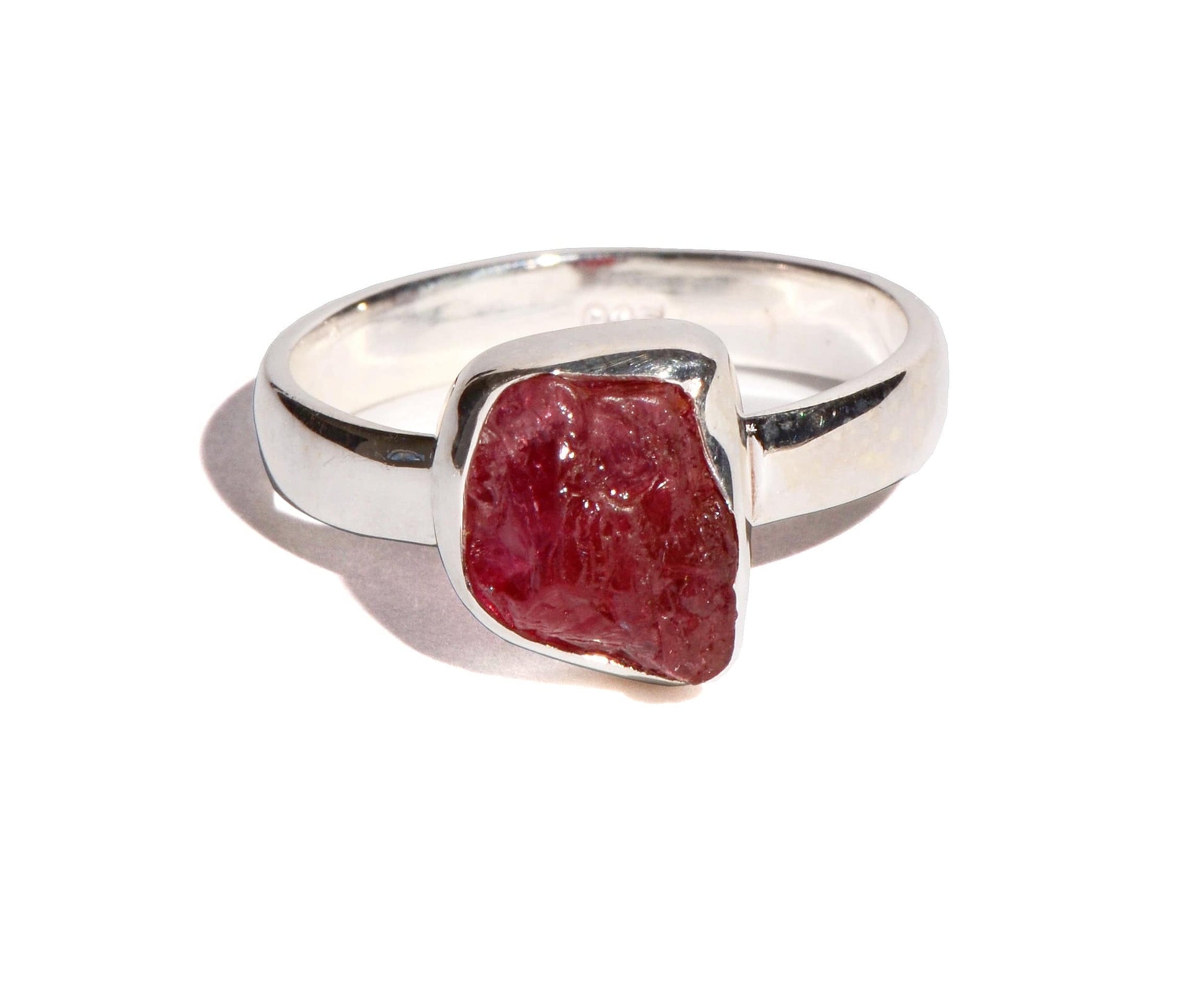 Pink Tourmaline Rough Sterling Silver Ring - Rough Crystal
