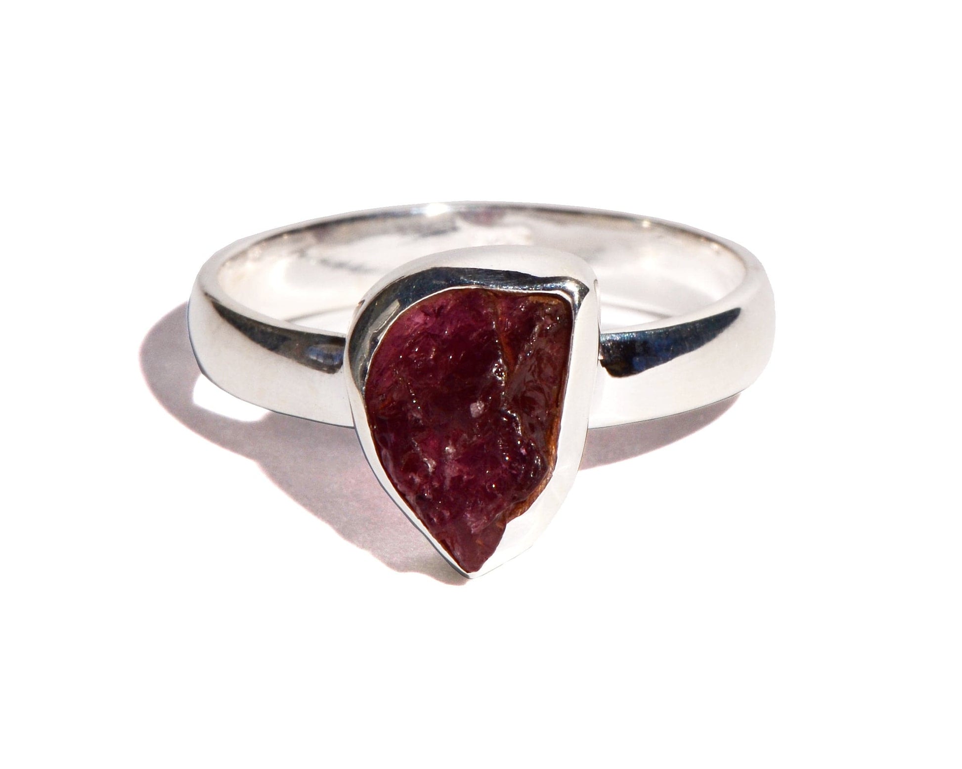 Pink Tourmaline Rough Sterling Silver Ring - Rough Crystal