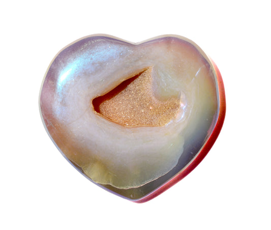 Drusy Angel Aura Agate Heart - Crystal Carving