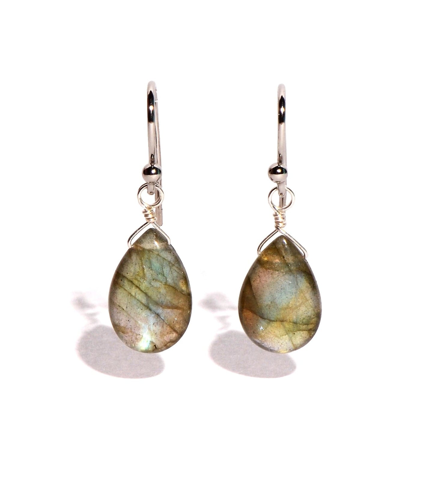 Labradorite Sterling Silver Earrings - Teardrop - Polished