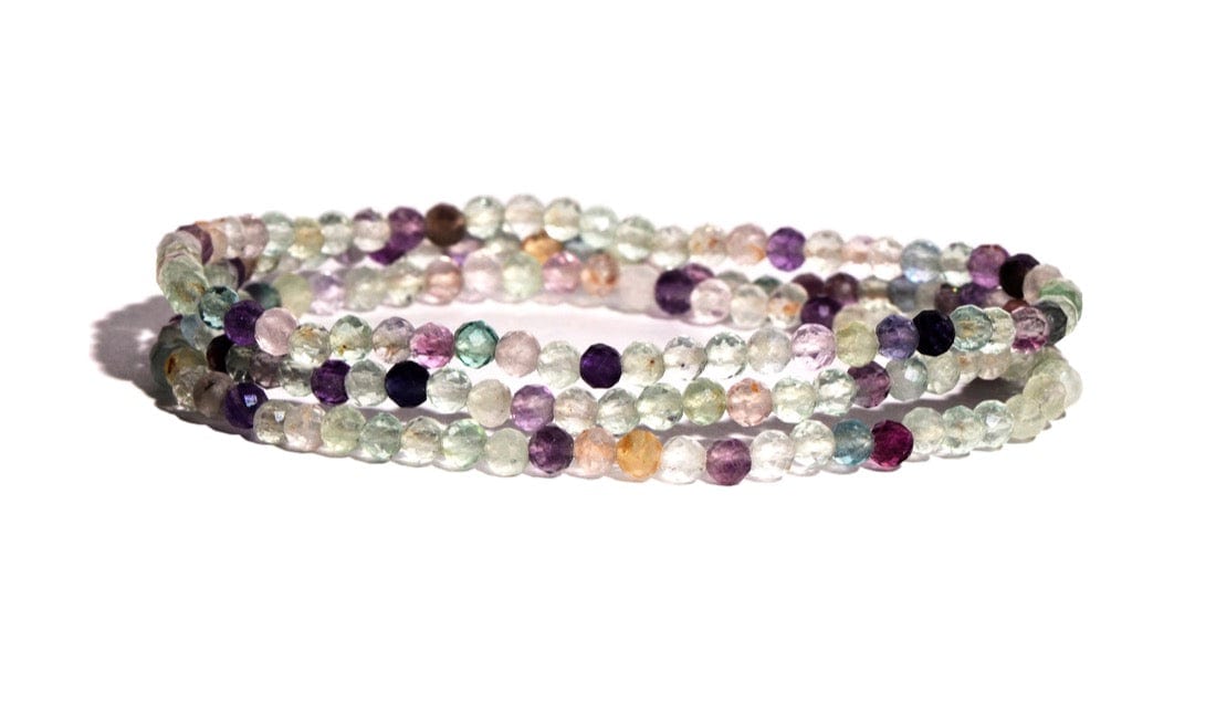 healing crystal jewelry: fluorite crystal bracelet - faceted small beads