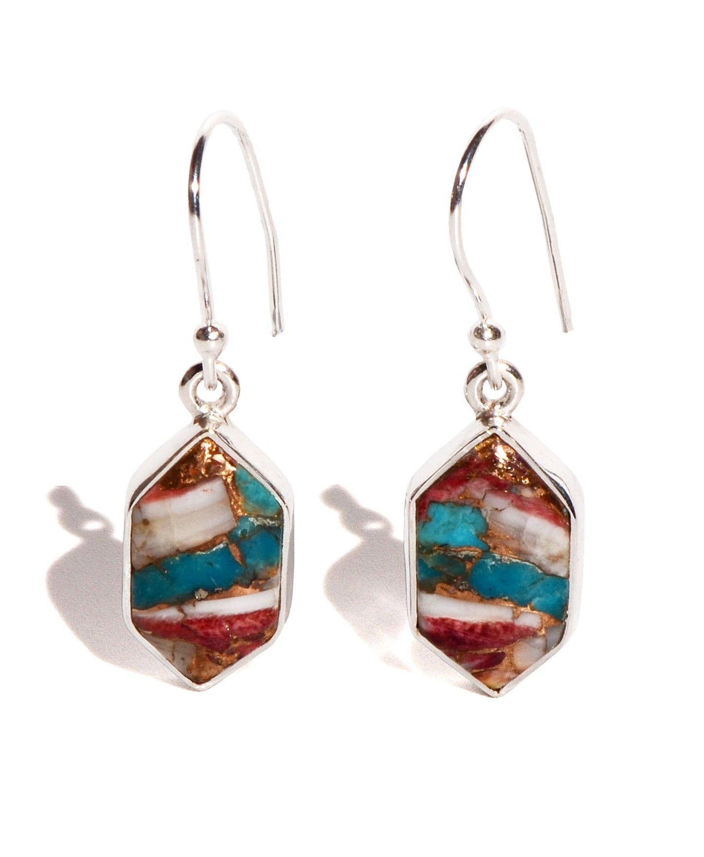 Spiny Oyster Turquoise Sterling Silver Earrings