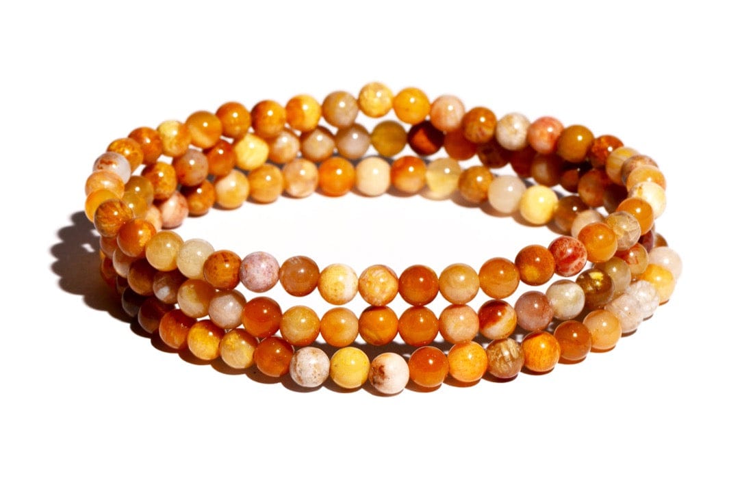 healing crystal jewelry: coral beaded bracelet - Small Beads