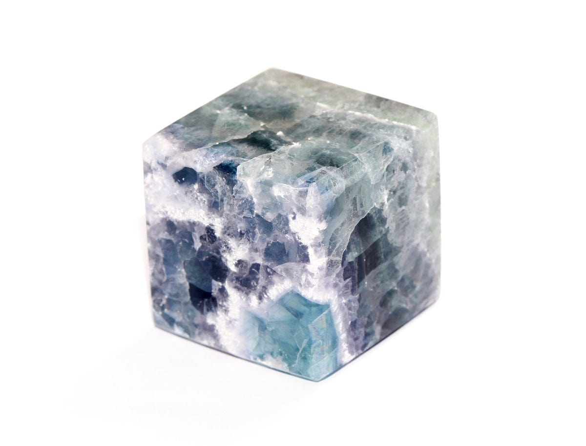 Fluorite Cube - Crystal Carving - Polished