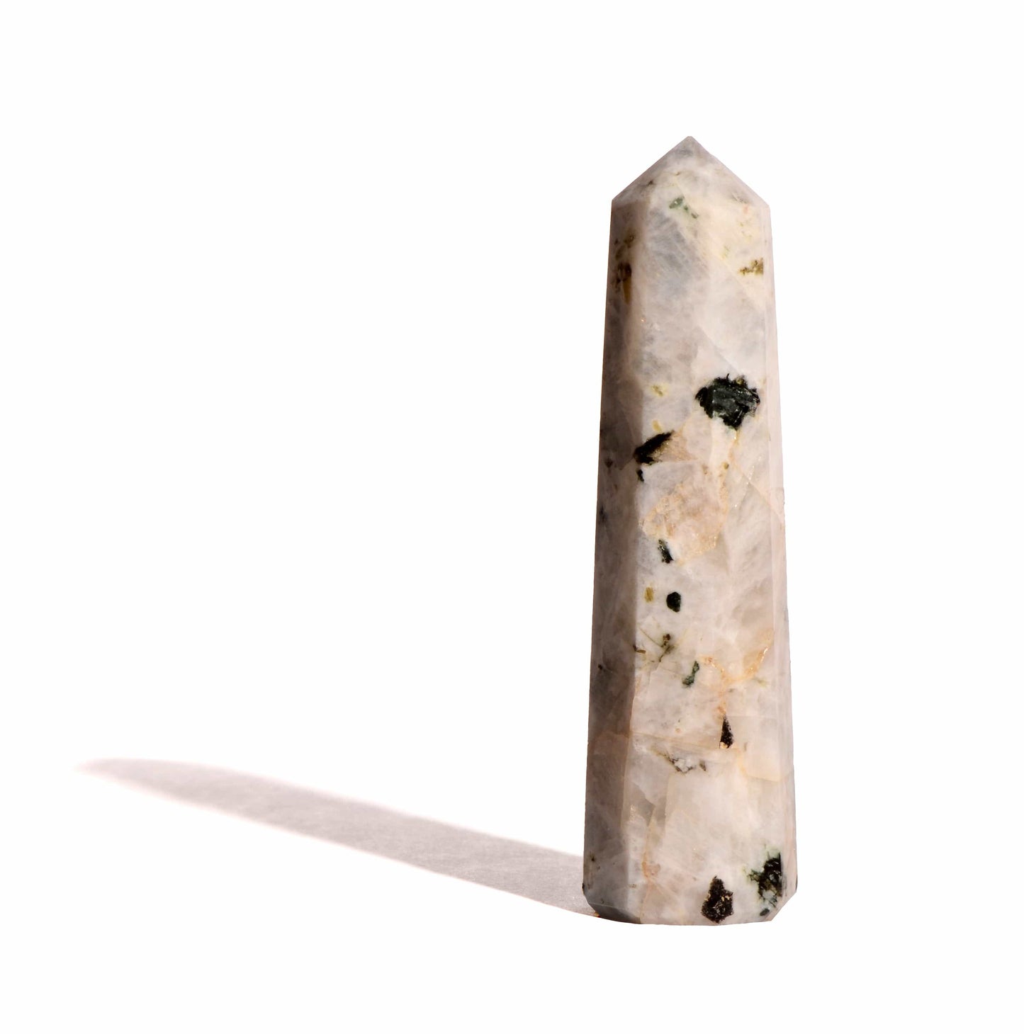 Rainbow Moonstone Point - Flat Base - Polished