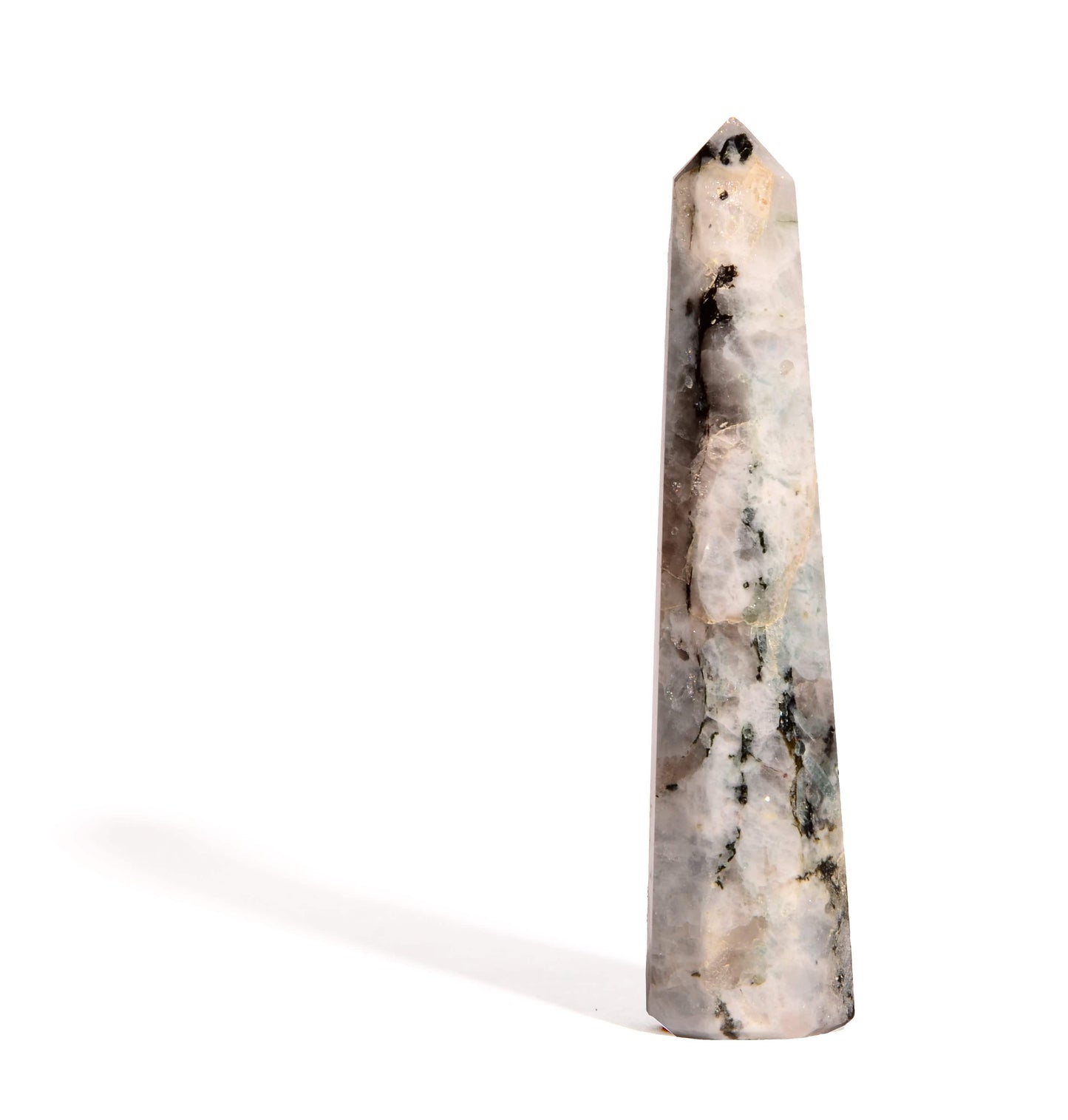 Rainbow Moonstone Point - Flat Base - Polished