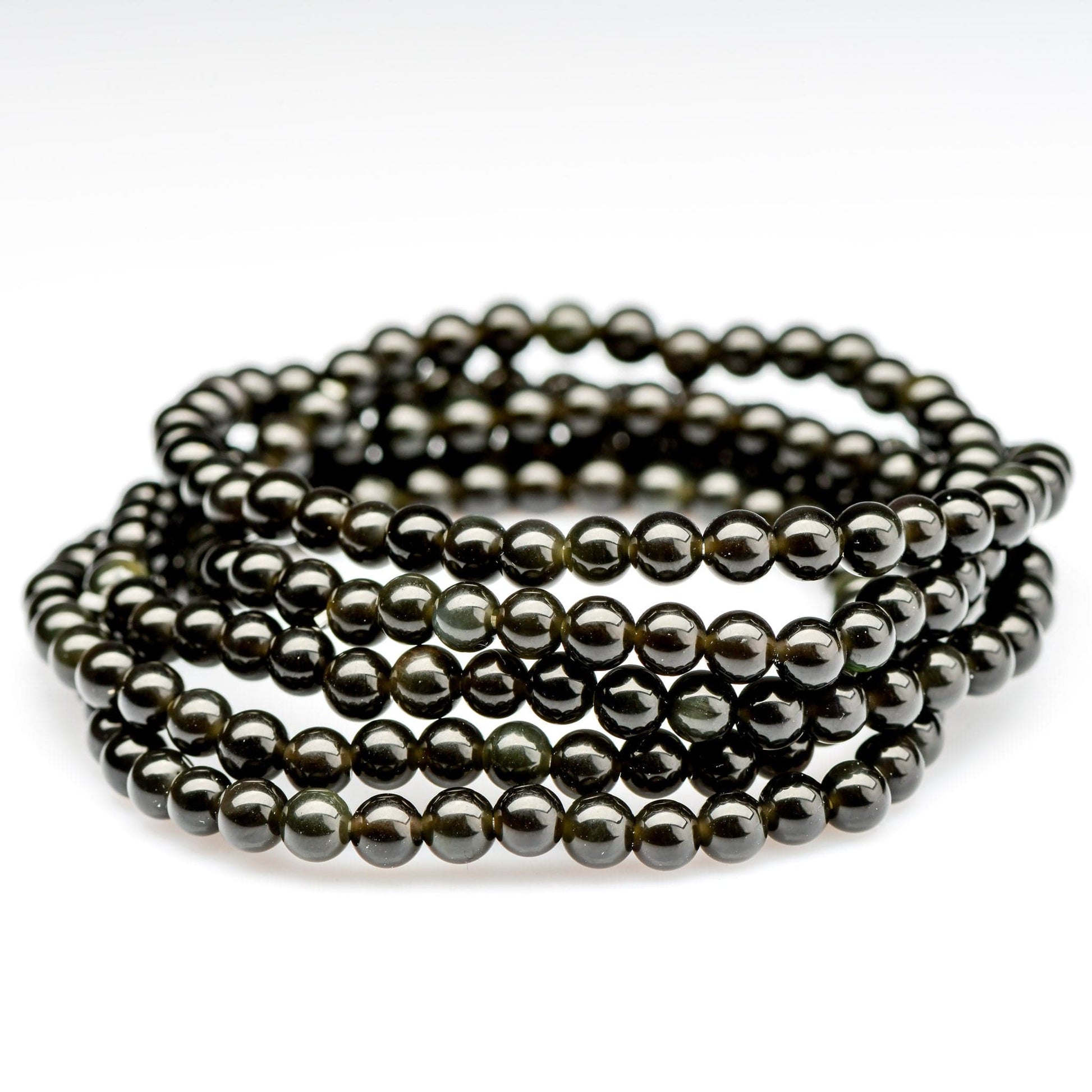 Obsidian Beaded Bracelet - Polished