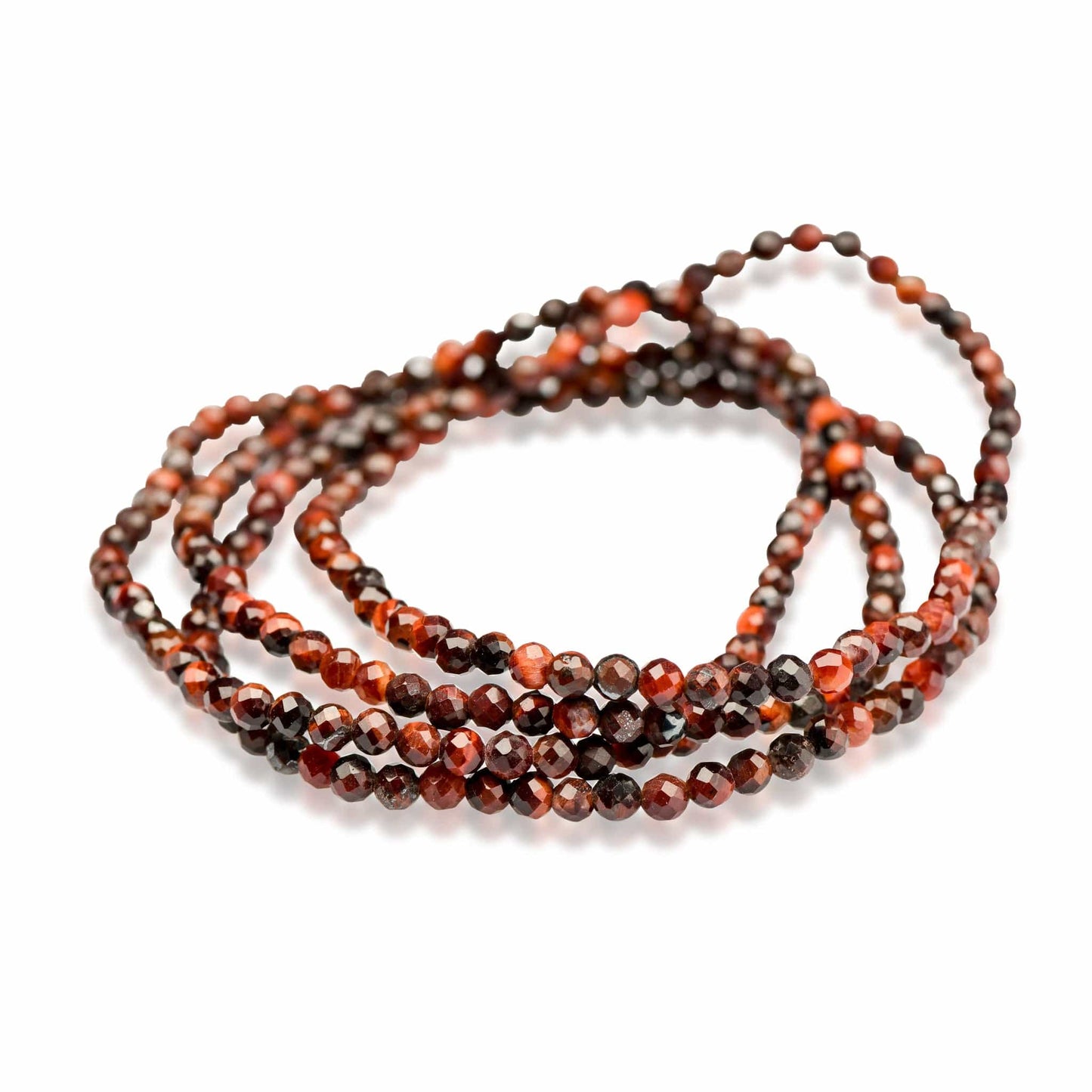 Red Tiger Eye Faceted Beaded Bracelet - Small Beads