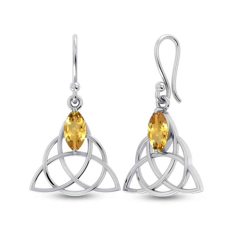 healing crystal jewelry: citrine sterling silver earrings - faceted crystal