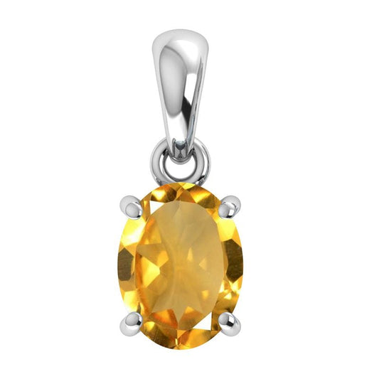 healing crystal jewelry: citrine sterling silver pendant - faceted oval crystal