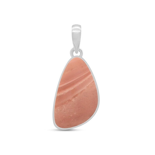 Pink Opal Sterling Silver Pendant - Free Form