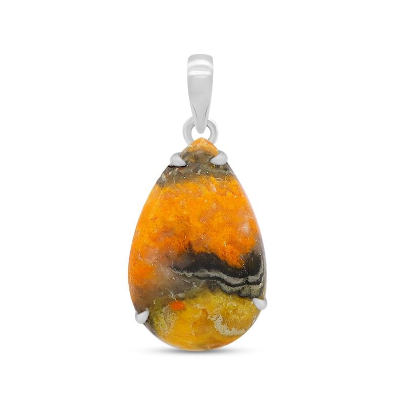Bumble Bee Jasper - Sterling Silver Pendant - Teardrop
