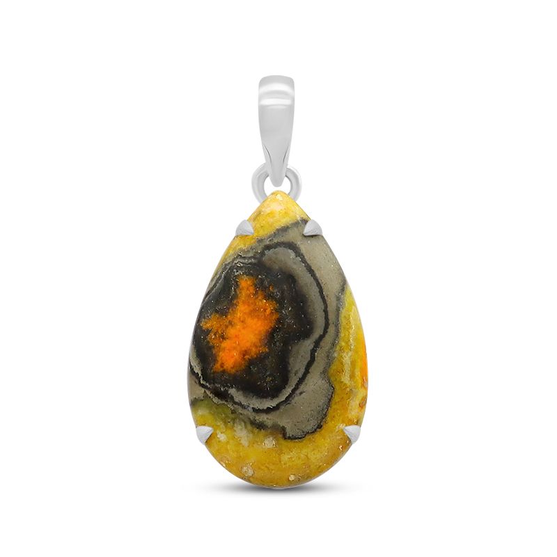 Bumble Bee Jasper - Sterling Silver Pendant - Teardrop