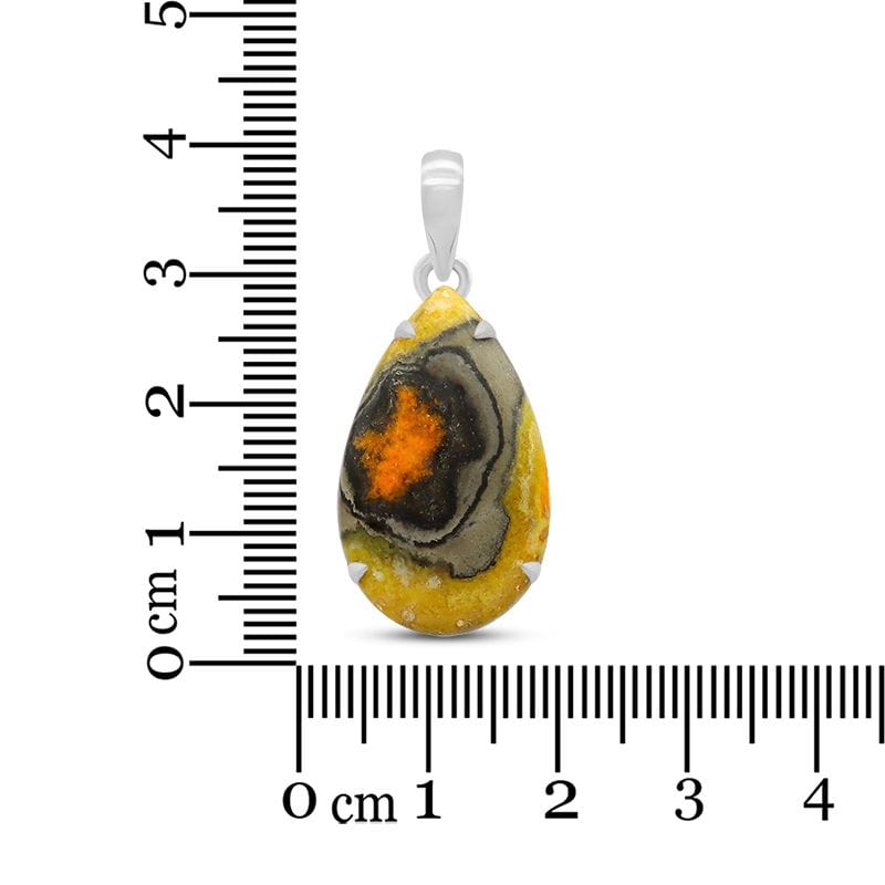 Bumble Bee Jasper - Sterling Silver Pendant - Teardrop