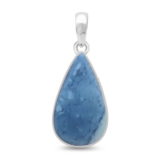 Blue Opal Sterling Silver Pendant - Teardrop