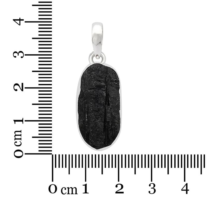 Raw Black Tourmaline Sterling Silver Pendant