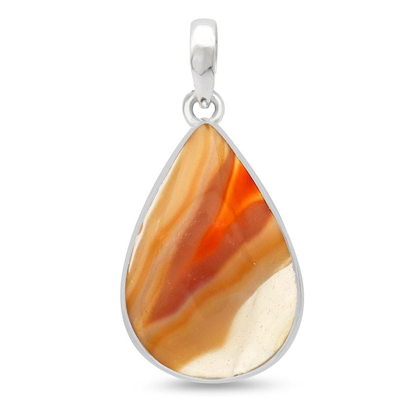 Botswana Agate Sterling Silver Pendant - Teardrop