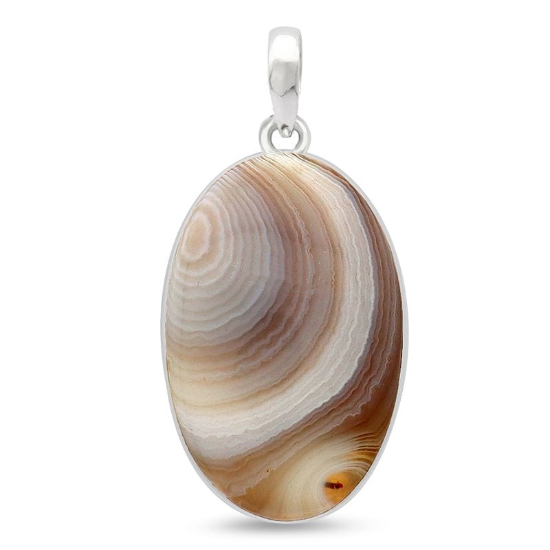 Botswana Agate Sterling Silver Pendant - Oval