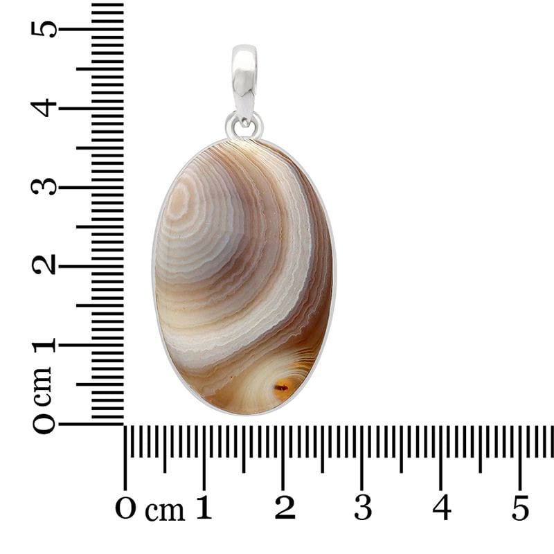 Botswana Agate Sterling Silver Pendant - Oval