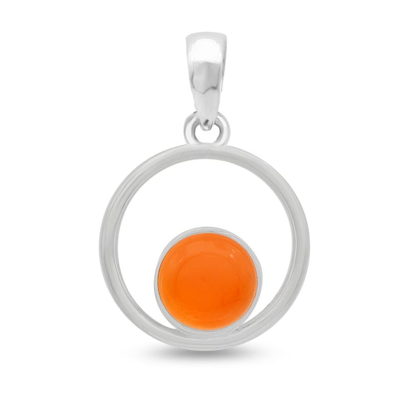 Carnelian Sterling Silver Pendant - Round