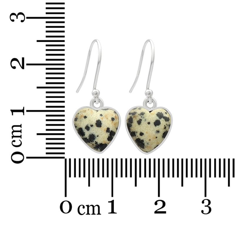 Dalmation Jasper Sterling Silver Earrings - Heart