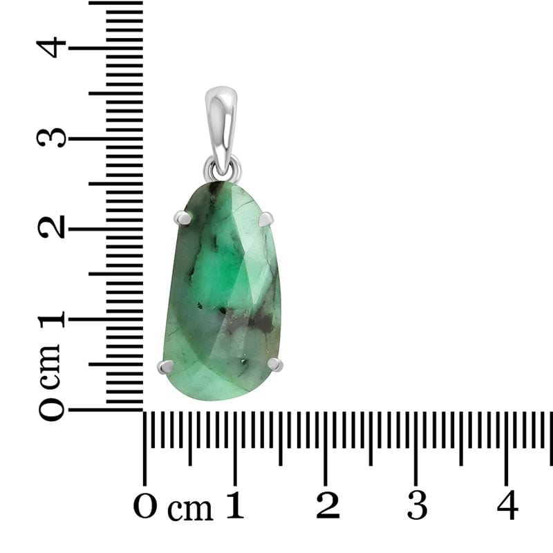 Emerald Sterling Silver Pendant - Faceted Crystal