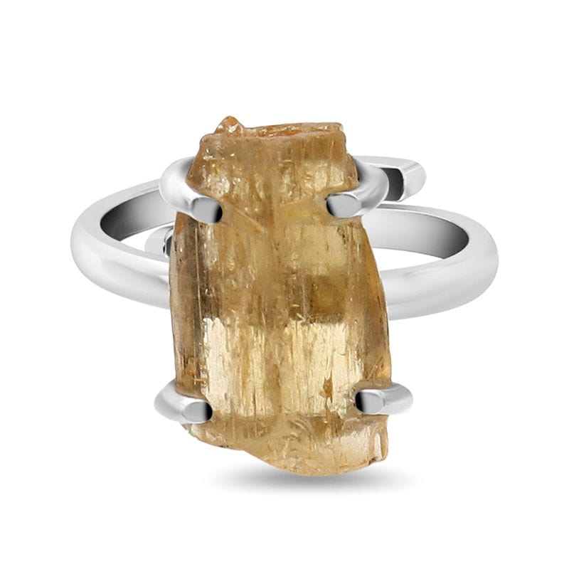 Imperial Topaz Adjustable Silver Ring - Rough Crystal
