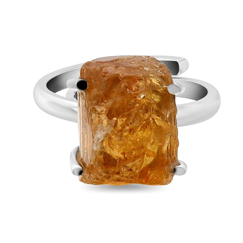 Imperial Topaz Rough Adjustable Sterling Silver Ring