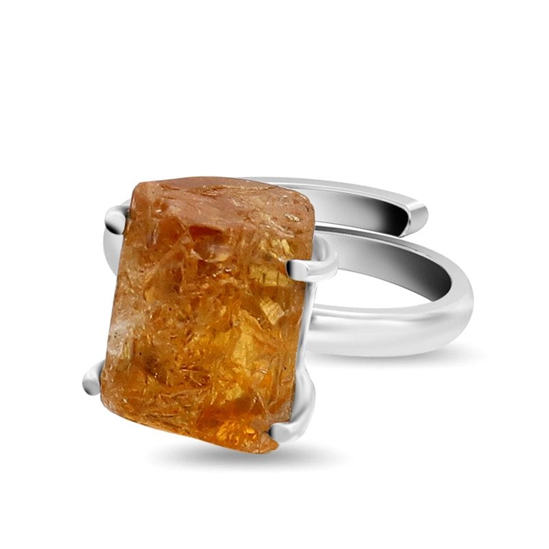 Imperial Topaz Rough Adjustable Sterling Silver Ring